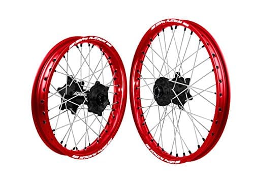 SM Pro Platinum SP172.047.01.80.84.03.01 Wheel Set - Honda CRF 250X/450X 04 on Speedo Drive Front 21 x 1.60 Rear 18 x 2.15 - Black Hub/Gloss Red Rim/Black Nipples