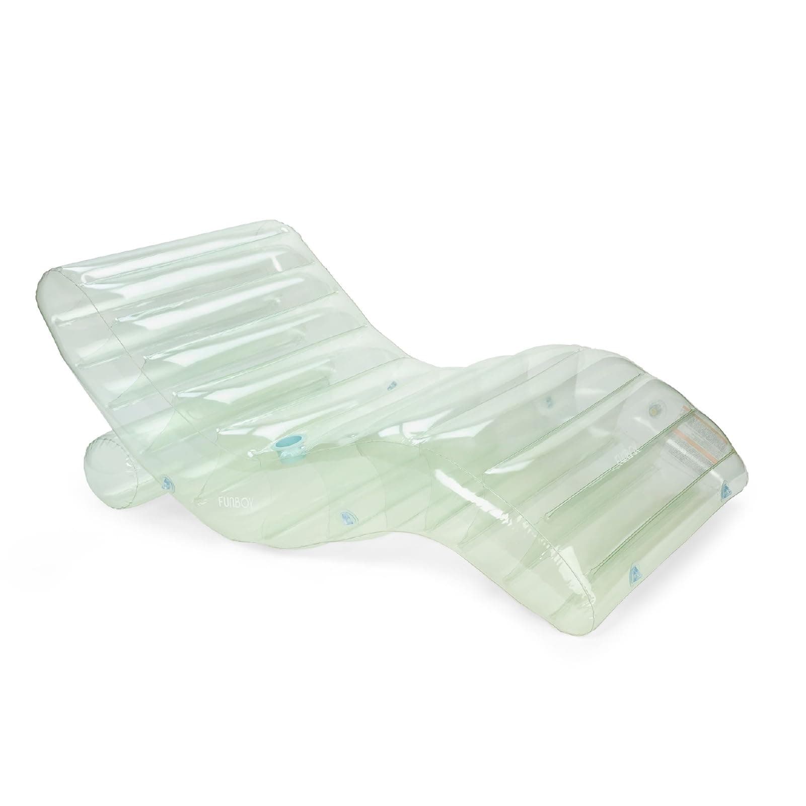 FUNBOY Giant Inflatable Luxury Seaglass Green Chaise Lounger, Chair Pool Float for Adults, Transparent Seaglass Green Material, Perfect for a Summer Pool Party