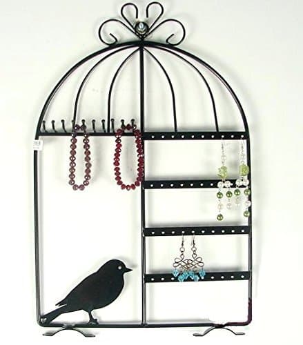 Zoohu Black Birdcage Jewelry Organizer/Jewelry Display/Jewelry Holder ~ Wall Mount or Table Top