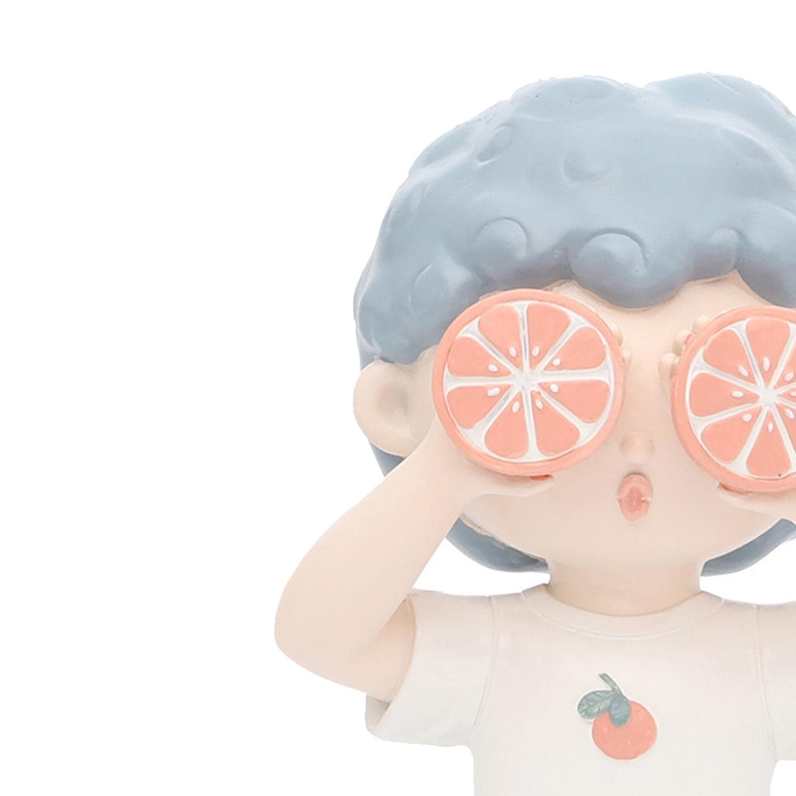 WINTI Cute Girl Boy Sculpture Cartoon Statue Figure Bedroom Office Decoration Grapefruit Boy