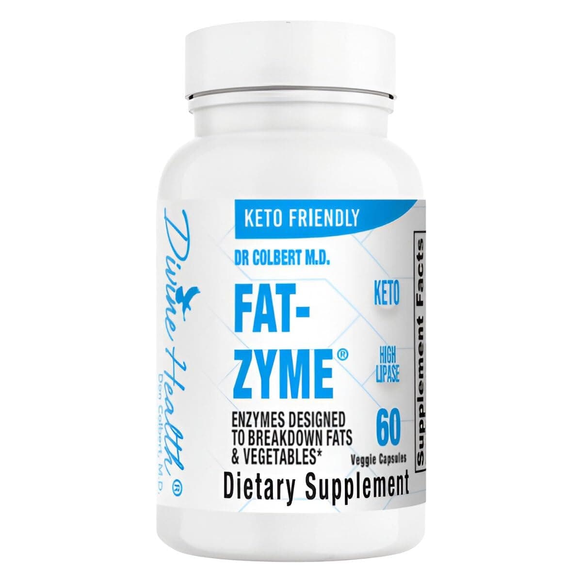Dr. Colbert's Keto Zone Fat-Zyme - Ketogenic Digestive Enzymes - HIgh Lipase - Vegan & Vegetarian Enzyme - 30 Day Supply - Contains High Quantities of Enzymes That Break Down Veggies & Fats