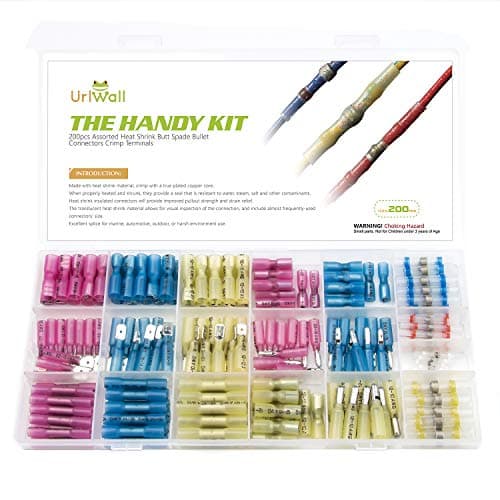 200PCS Heat Shrink Connectors Kit, URLWALL Butt Bullet Spade Connectors Terminals, Assortment and Solder Seal Wire Connectors, Waterproof Insulated Marine Automotive Electrical Wire Connectors Set