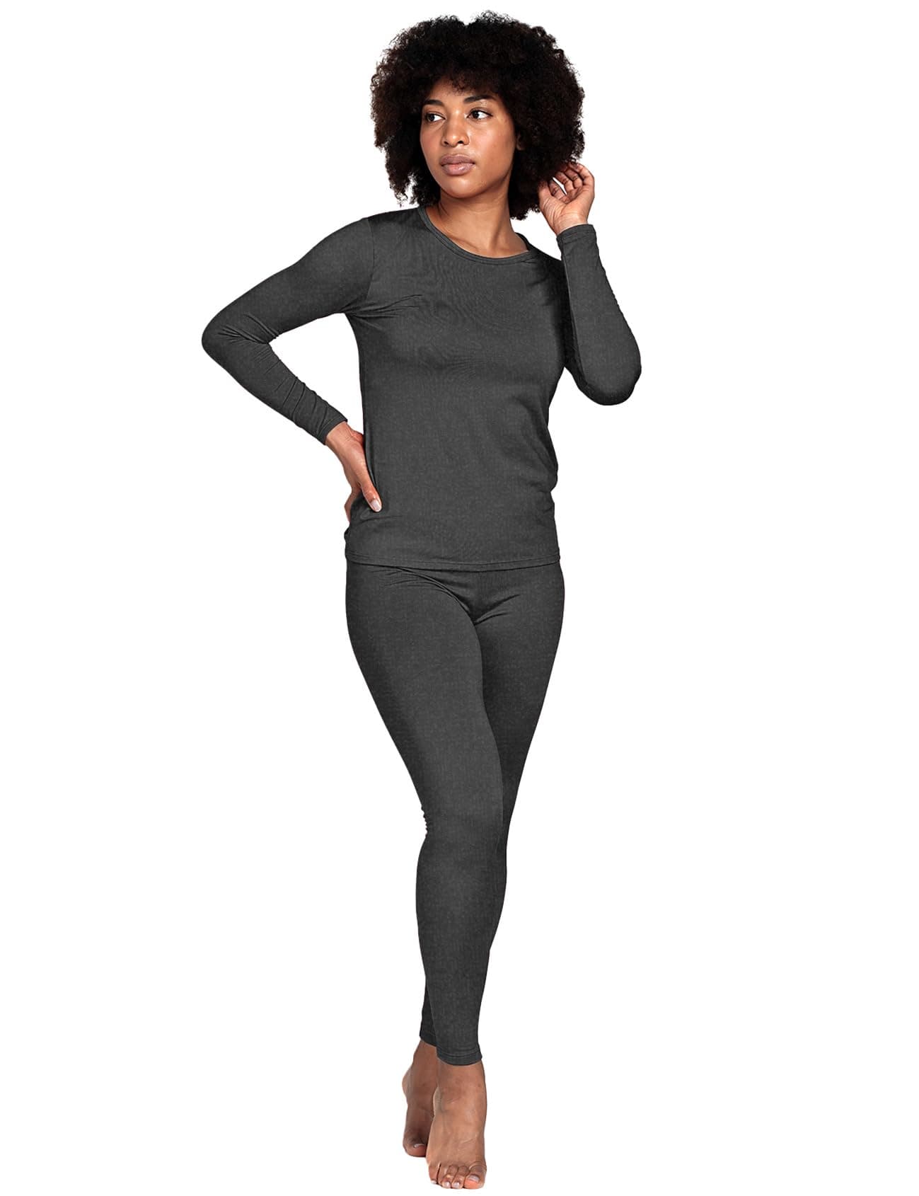 LAPASAWomen's Thermal Underwear Long John Set Fleece Lined Base Layer Top and Bottom L17L41