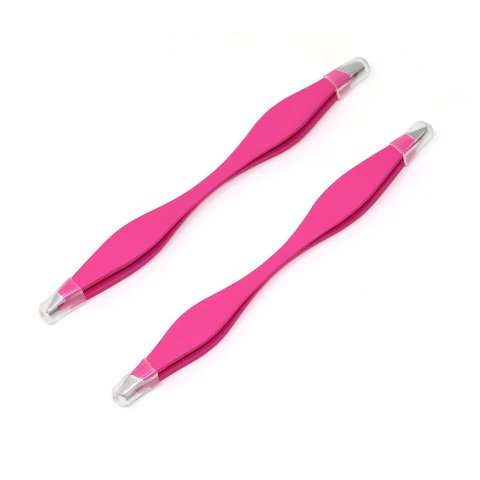 2pcs Double End Precision Pointed and Slant Tip Tweezers Set for Eyebrow and Ingrown Hair