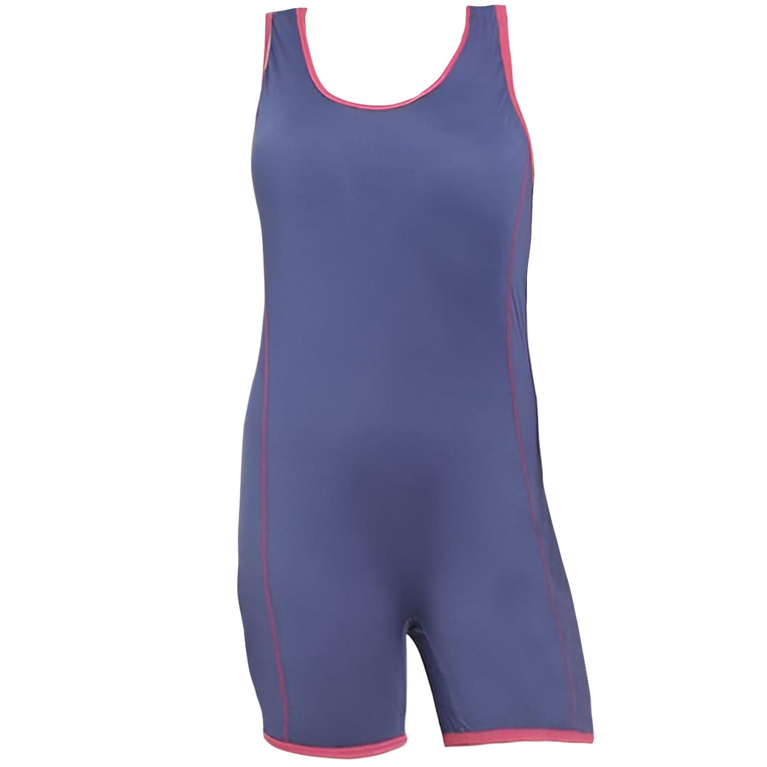 HACERHacer Romper Style Swimwear with Lining Padded Sleeveless Knee Length Bodysuit Swimming Costume One Piece Short Swimsuit for Pool Beach Women (S, 32, Navy Blue)