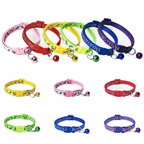 THE DDS STOREThe DDS Store Colorful Printed Nylon Pets Collar Adjustable Puppy Cat Dog Collar Pet Supplies Two Random Color Send and Pattern May Vary -Pack of 2 Pieces