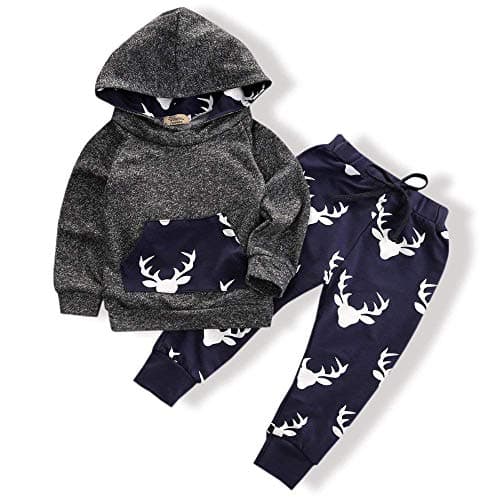 okladyToddler Baby Boys Clothes Pant Set Long Sleeve Hoodie Tops and Pants Set Autumn Sweatsuit