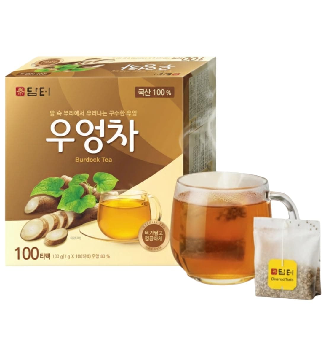 Korean Burdock Root Tea – Herbal Wellness & Soothing Drink, Caffeine-Free – 100 Tea Bags (1.5g each)