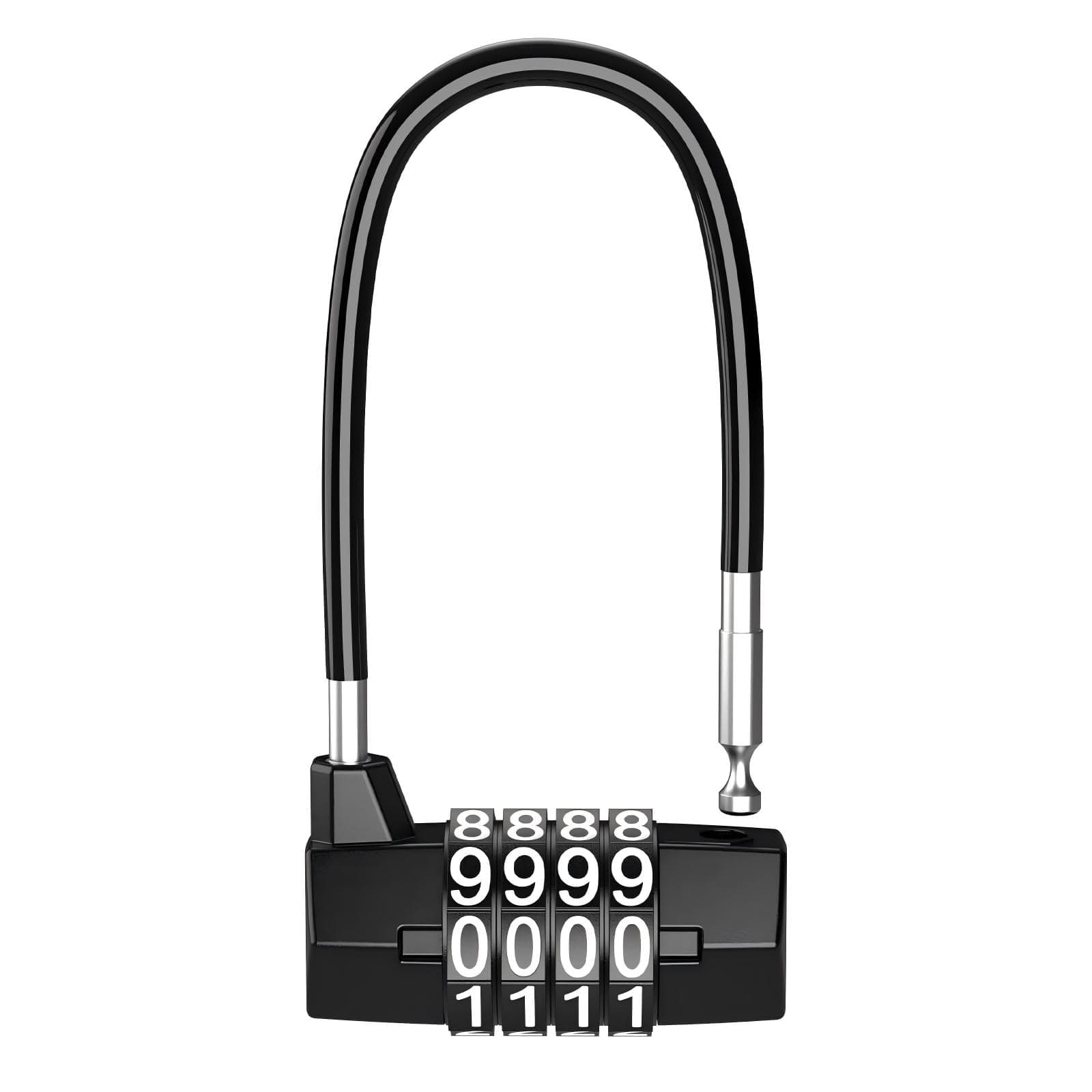 TERRIFI Heavy Duty Combination Lock, 3.5 Inch Waterproof Long Shackle Gate Lock, 4 Wheel Combination Padlock, Suitable for Home, Toolbox, School & Garage