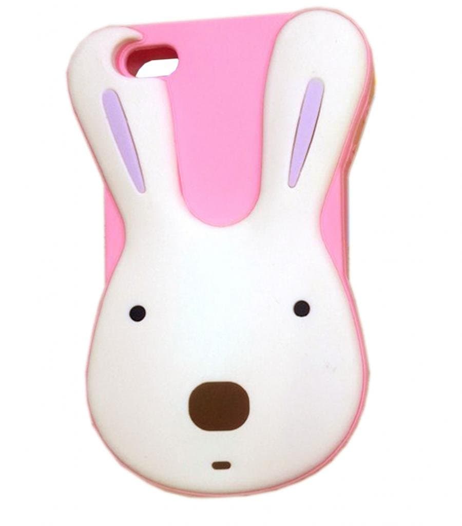 Angelseller XKM Hot Pink Lovely Cartoon Big Head Rabbit Case Soft Silicone Case Protective Cover Compatible for Iphone 5/5G/5th