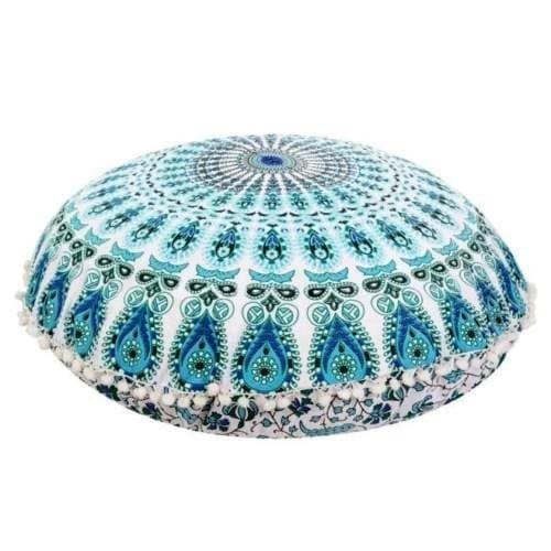 Beautiful Peacock Mandala Cotton Floor Cushion Indian Big Daybed Mandala Floor Pillow Cover