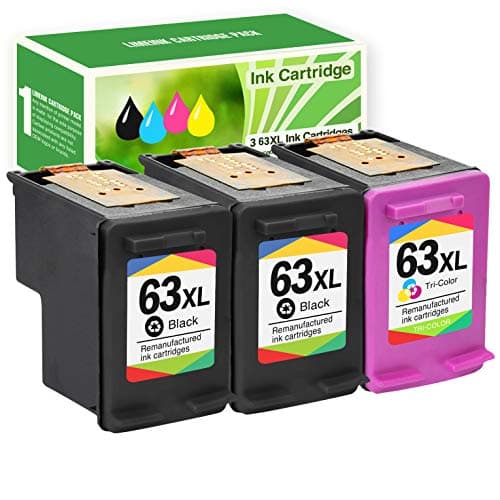 LimeinkRemanufactured Ink Cartridge Replacement for HP Ink 63 for HP 63xl Ink Cartridge Combo Pack 63 cartridges for officejet 3830 Printer cartridges XL 3pk