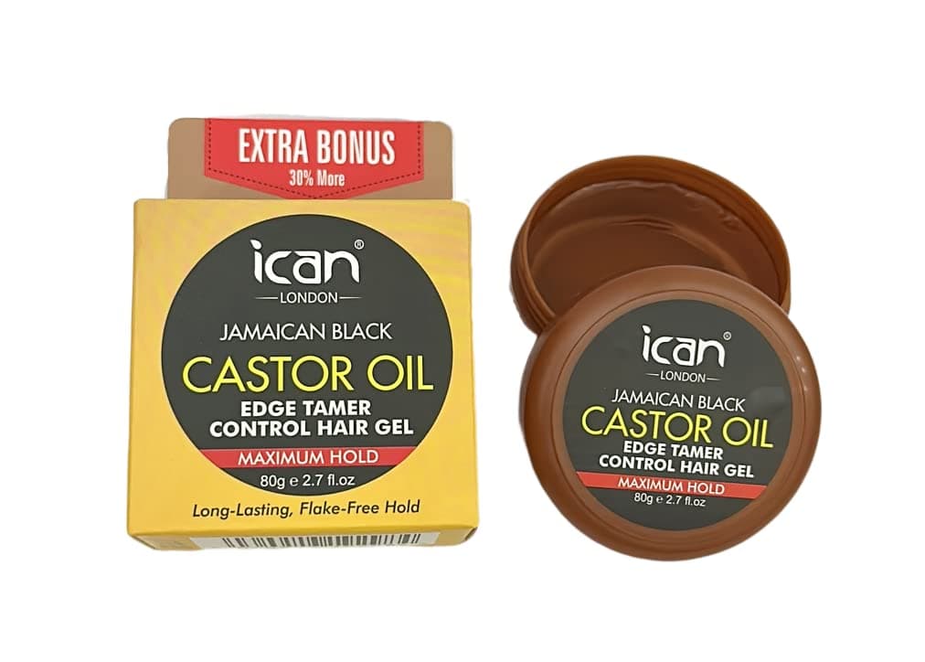 ican London Jamaican Black Castor Oil Edge Control Hair Gel Maximum Hold 80g
