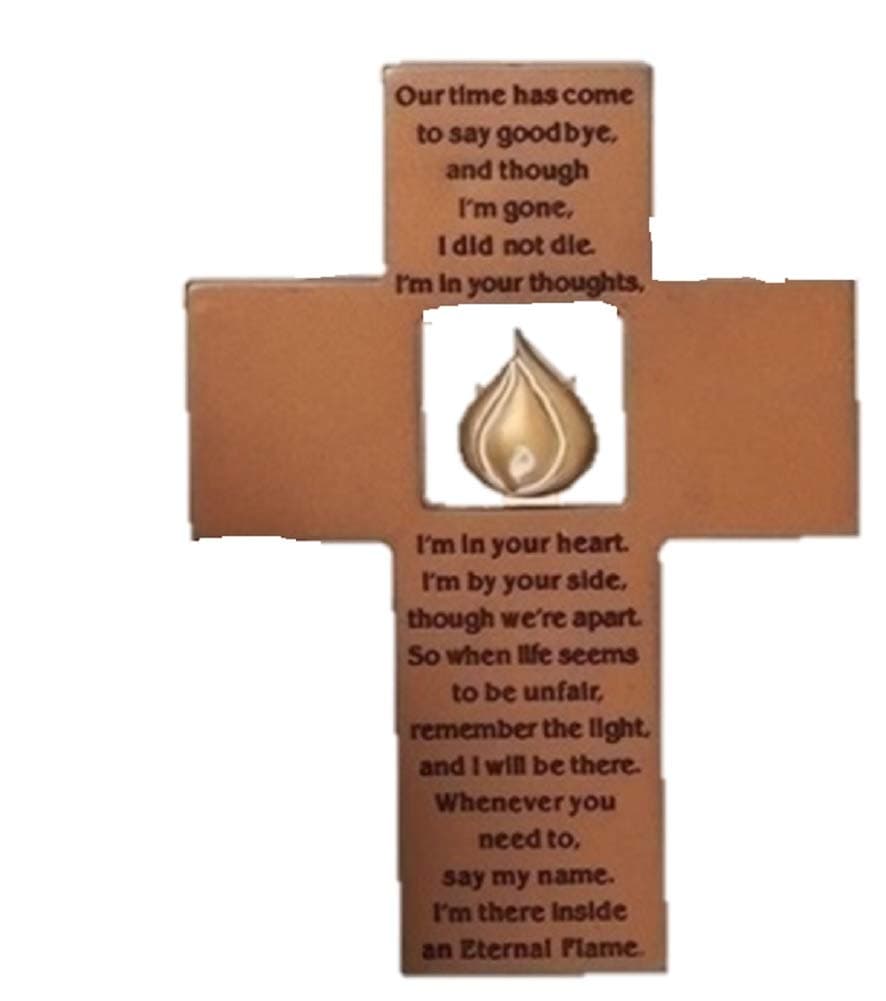 1 X Eternal Flame Memorial Wall Cross Plaque Crucifix Bereavement Gift Roman 64214