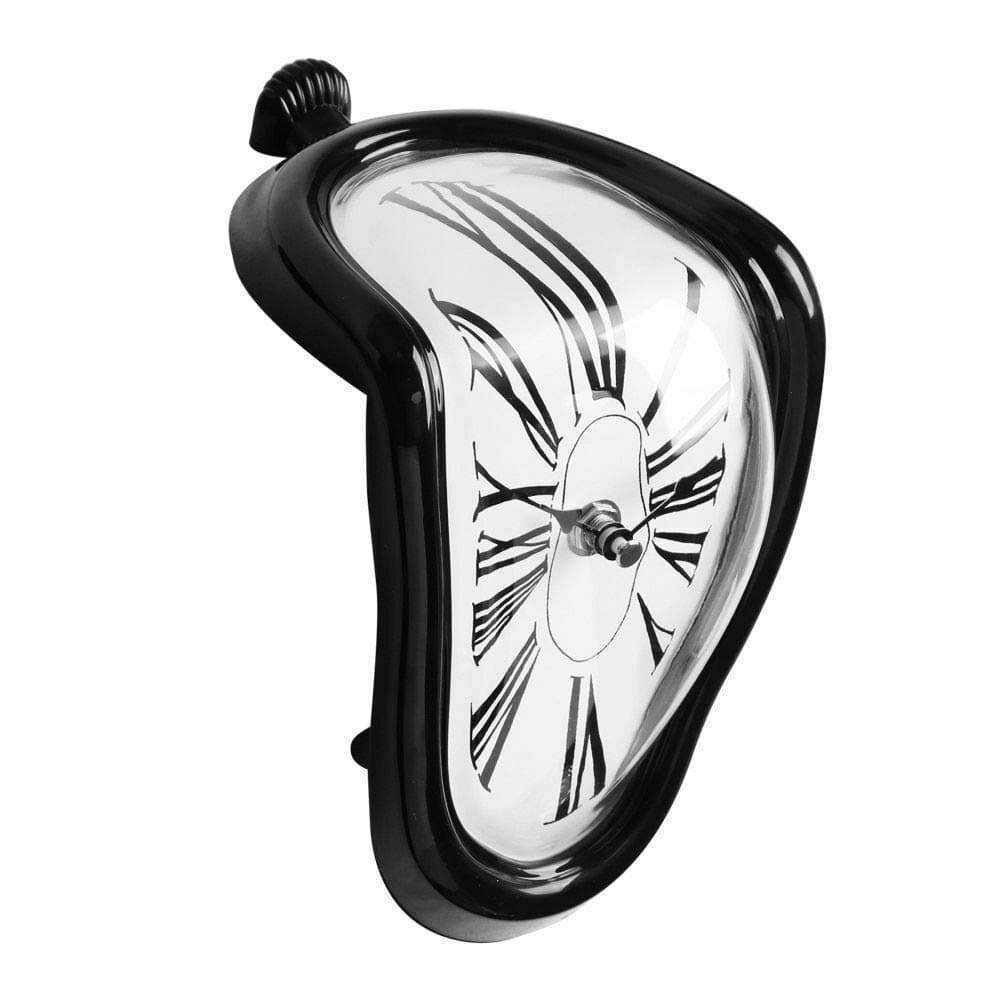Dali Watch - Melting Clock Surrealistic Table Shelf Desk Fashion Melted Salvador Dali Distorted Home Decoration (Black)
