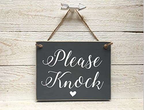CPWood 14x18cm，Please Knock Sign Knock sign Please Knock door sign door hanger sign front door sign door knocker door hanger please knock wood sign 7X5.5 inch cb647761