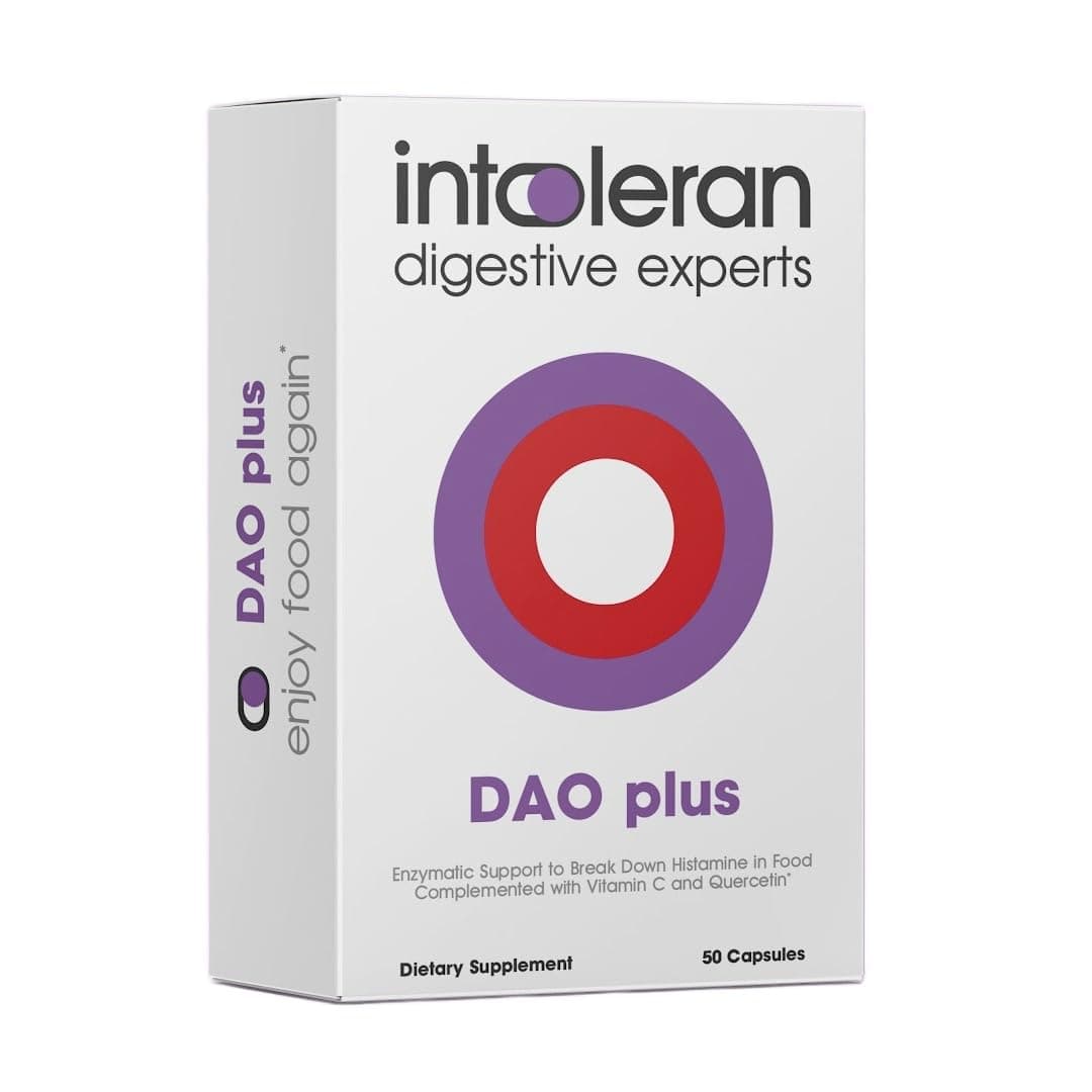 Intoleran DAO Plus Digestive Enzymes - 50 Capsules | Supplement for Histamine Intolerance & DAO Deficiency | Healthy Histamine Levels | 30,000 HDU Diamine Oxidase (DAO) Enzyme | Vitamin C & Quercetin