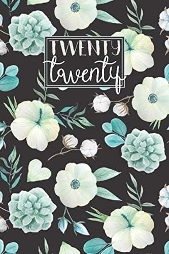 2020: A5 Diary Planner Journal | Horizontal Weekly Layout Week to View on 2 Pages | Black with White Watercolour Flowers and Succulents (2020 Weekly Diaries)