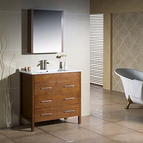 INOLAV Bathroom Vanity Morris 36 Chestnut with Porcelain Sink Top