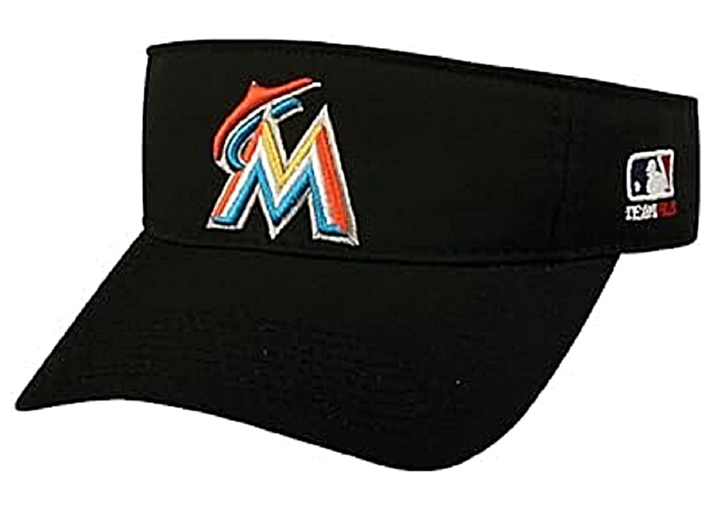 OC Sports Miami Marlins MLB Sun Visor Golf Hat Cap Black w/Orange M Logo Adult Men's Adjustable