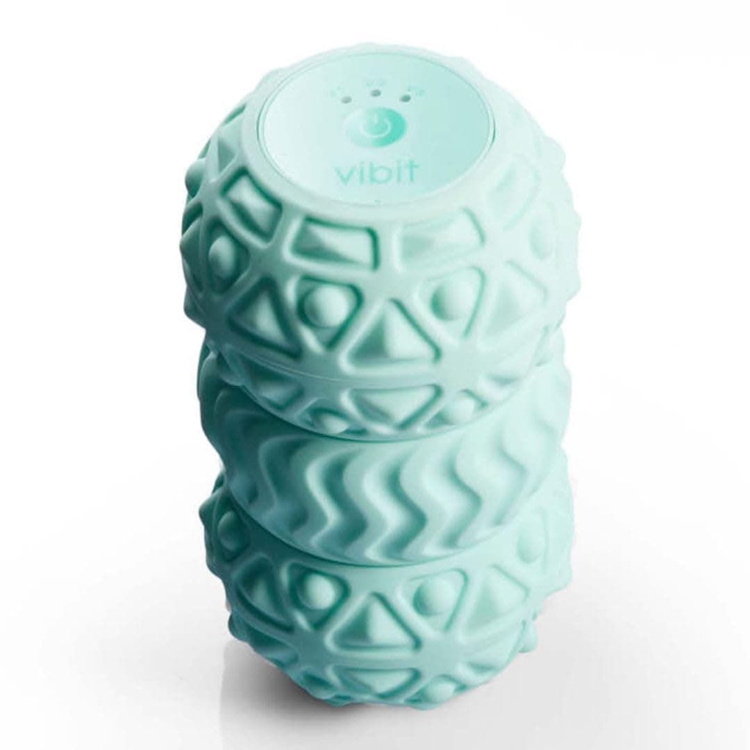 VibitVibrating Massage Roller for Foot, Leg, Muscles, and More, Great for Pain Relief, Sciatica, and Plantar Fasciitis, Portable, Lightweight, 3 Vibration Levels (Green) (10cm Diameter)