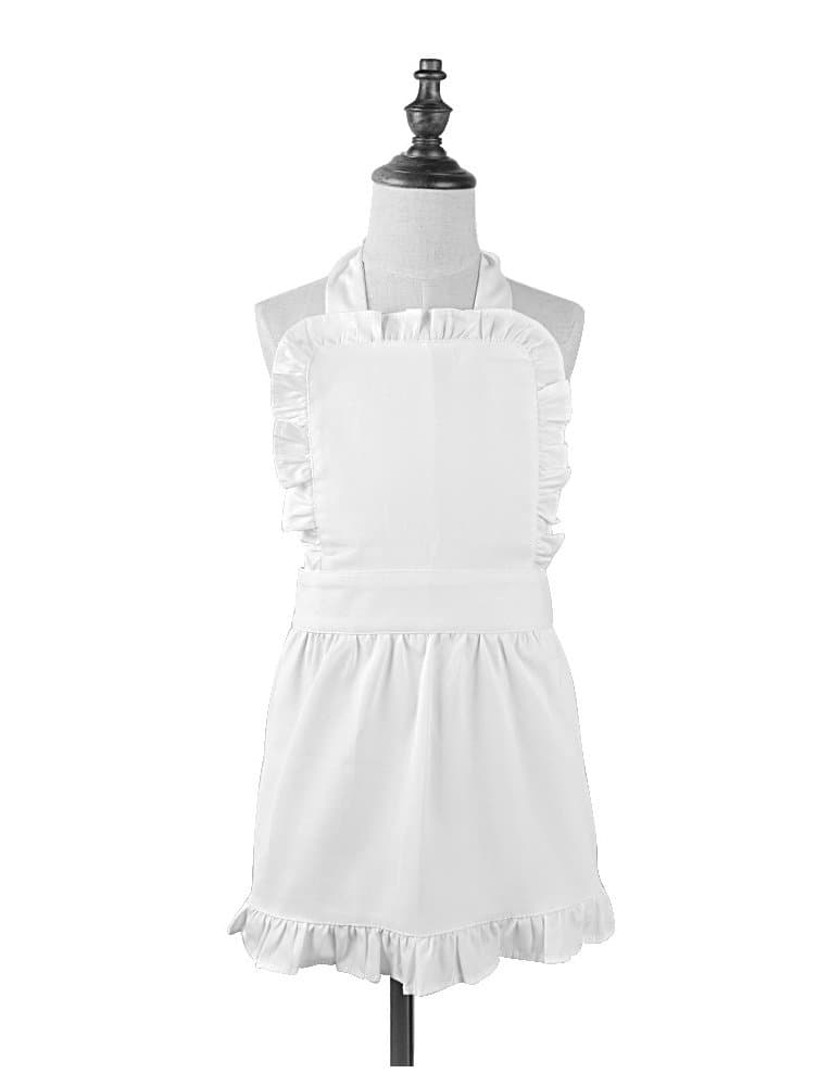 Love PotatoPure Cotton White Children Princess Ruffle Cooking Apron for Kids 2-4 Years Old