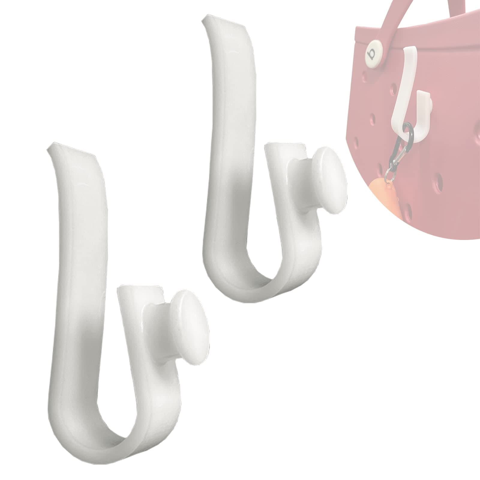 Hooks Accessories for Bogg Bags, Insert charm Cutie Cup Holder connector key Holder Mask Holder,2PCS White
