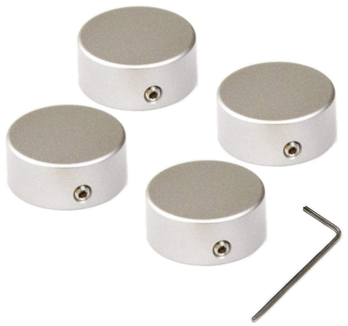 SOLUTEK Φ27mm Big Metal Footswitch Topper with 4 Screws and Rubber Insert for use on common 3/8"10mm pedal switches Silver 4 Pack