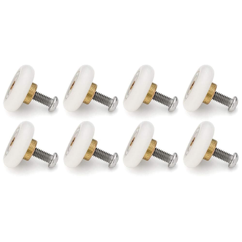 Set of 8 Dia 19mm Stainless Steel Shower Door Wheels Rollers Runners, White, 19mm x 5mm