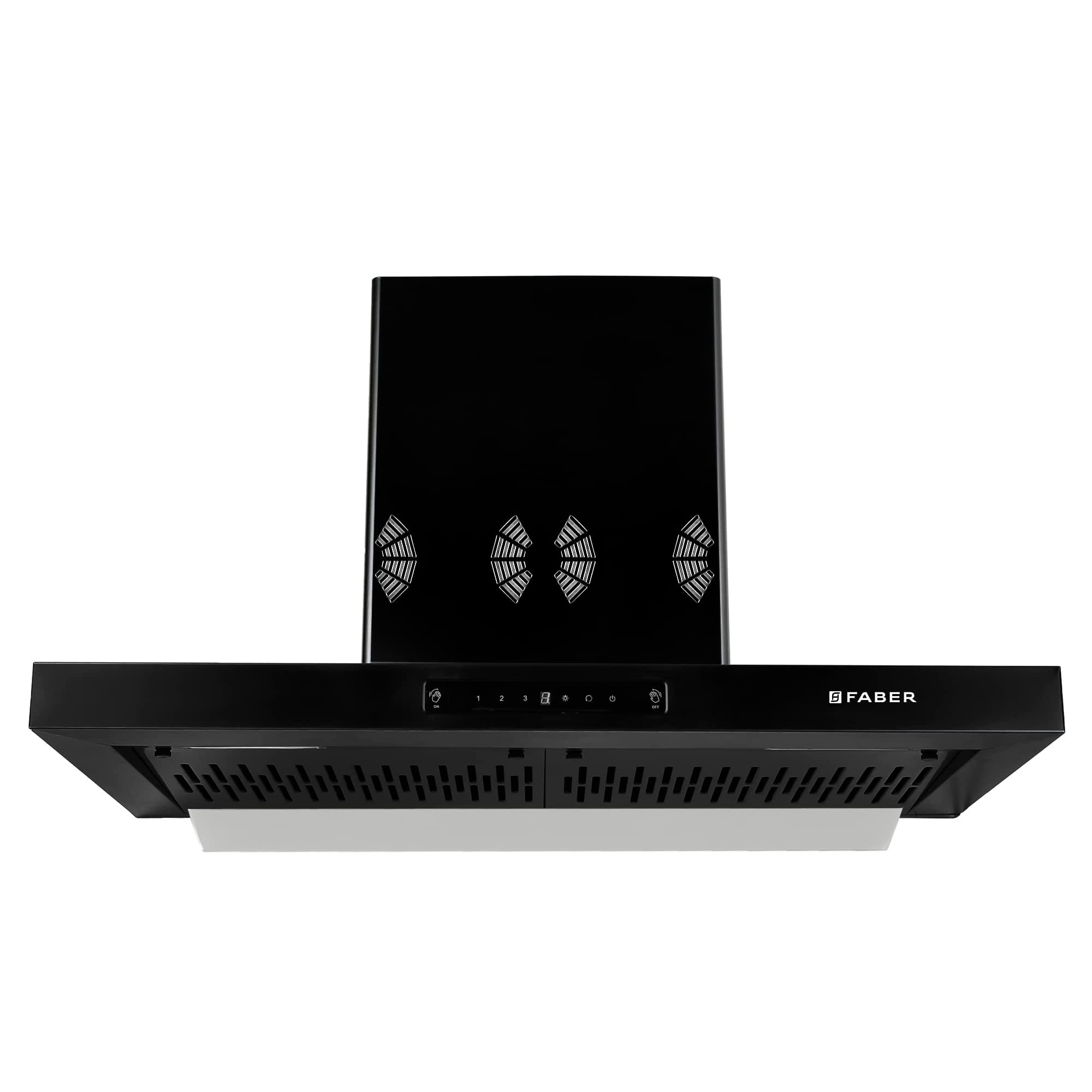 90cm 1250 m3/hr 6 Way Silent Suction, Autoclean Chimney, Filterless, 8Yr on Motor, 2Yr Comprehensive Warranty, Made in India (Hood Bonito 3D IND HC SC FL BK 90, Touch & Gesture Control, Black