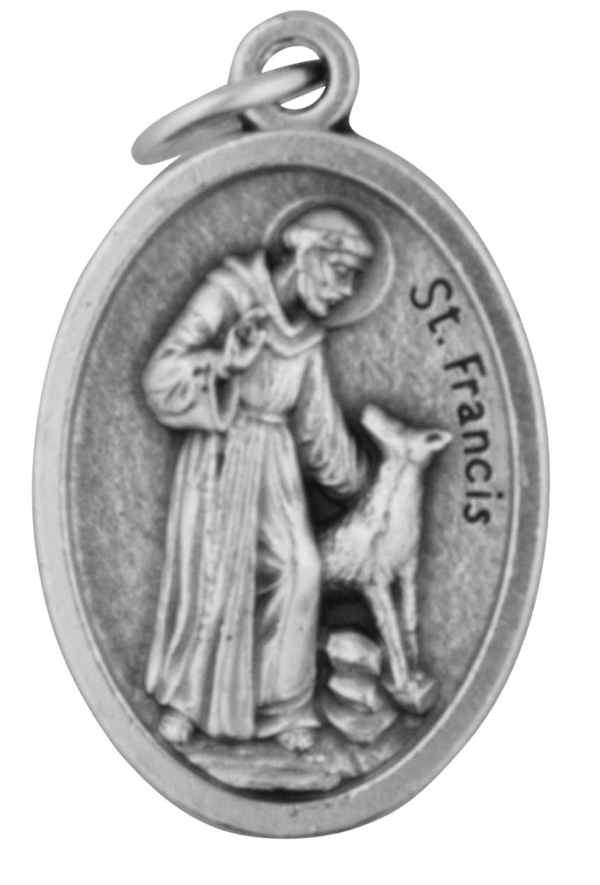 Religious Gifts Saint St Francis of Assisi 1 Inch H Silver Tone Pet Medal