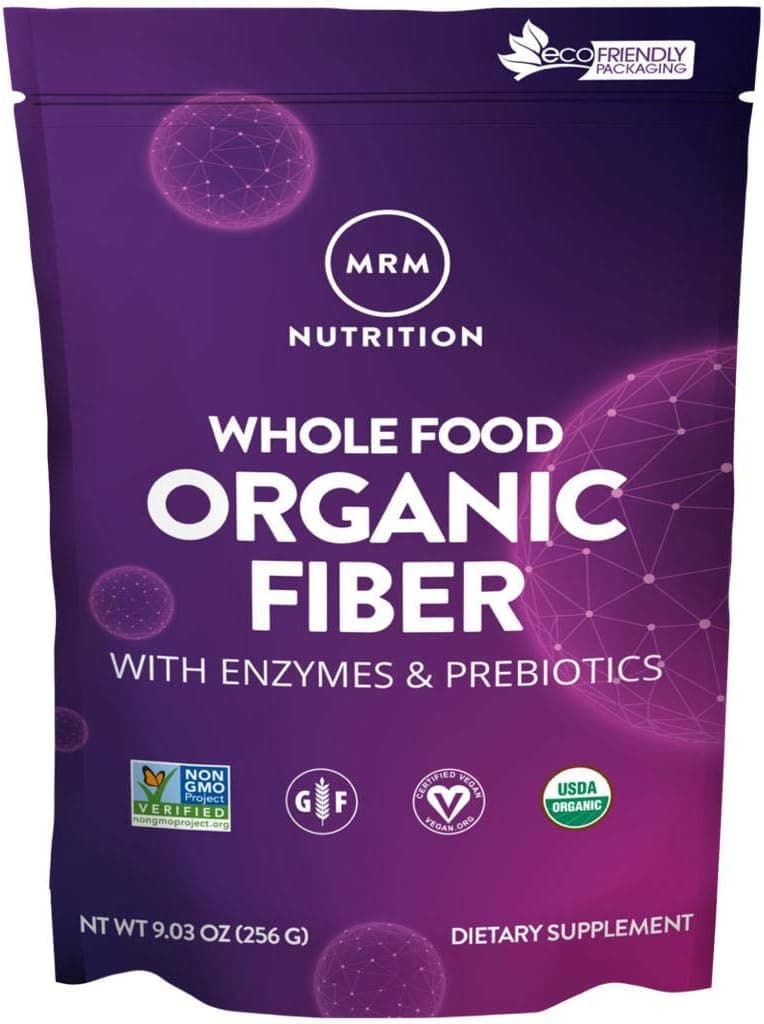 Nutrition Whole Food Organic Fiber | with Enzymes + Prebiotics | Insoluble + Soluble fibers | Digestive Health + Regularity | 6g Fiber per Serving | 32 Servings