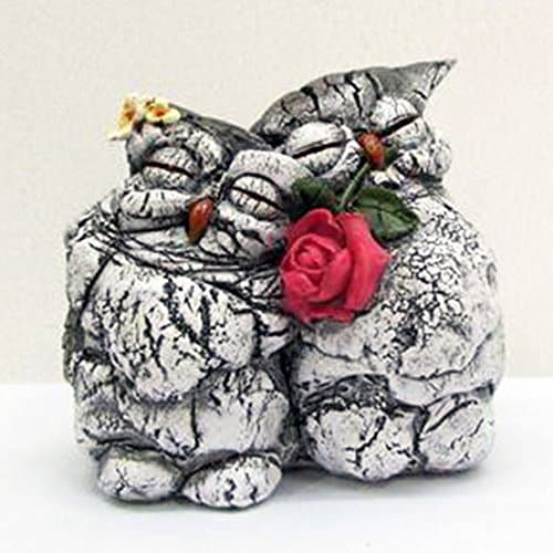 Owls Romantic Couple and Rose Collectible Figurine Garden Sculpture Wildlife Animal Gift