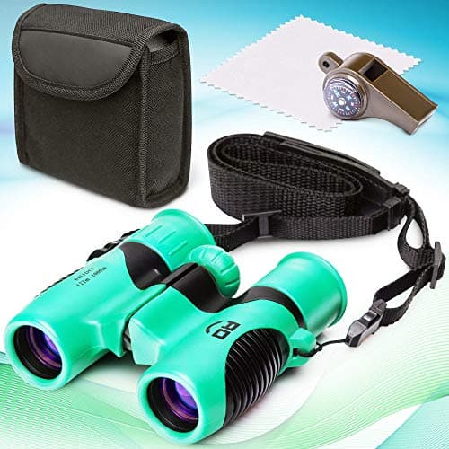RO Kid Spy Binoculars for Kids -Compact Waterproof and Shockproof Toy Set with Whistle and Compass for Girls and Boys