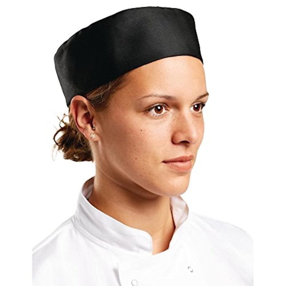 Whites Chefs Clothing Chef Skull Cap - Size M / Medium - Black, Polycotton, 584 mm / 23 inch, Elasticated Back for Comfortable Fit, A206-M