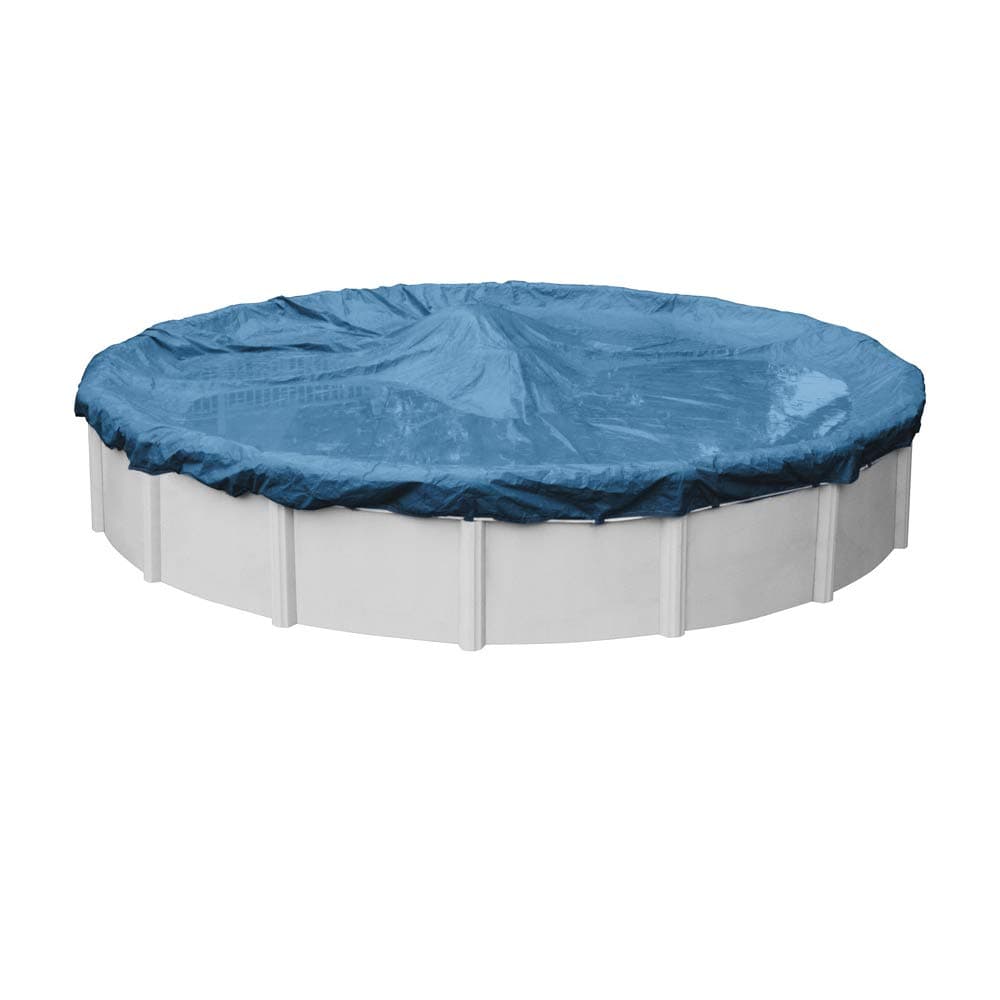 Pool Mate 21 ft Classic Blue Winter Pool Cover for Above Ground Pools, 4 ft Overlap (25 ft Cover Size), Solid 8 x 8 Scrim, 2.36 oz/yd2, 10-Year Warranty, Style: 3521-4PM