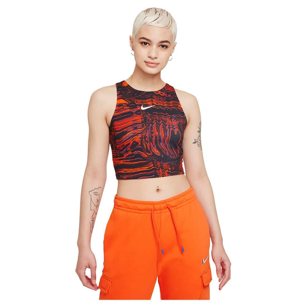 Sportswear Dance Womens NSW AOP Tank Top DJ4126-013 (Black/Orange)
