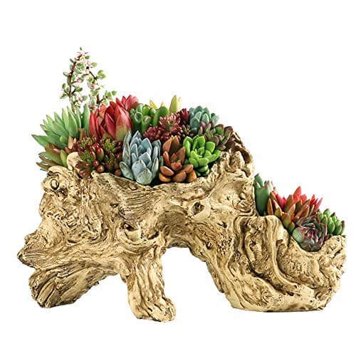 Faux Log Driftwood Planter Artificial Multilayer Planter Large Sculpture Holder Tree Root Flower Pot (Irregular)