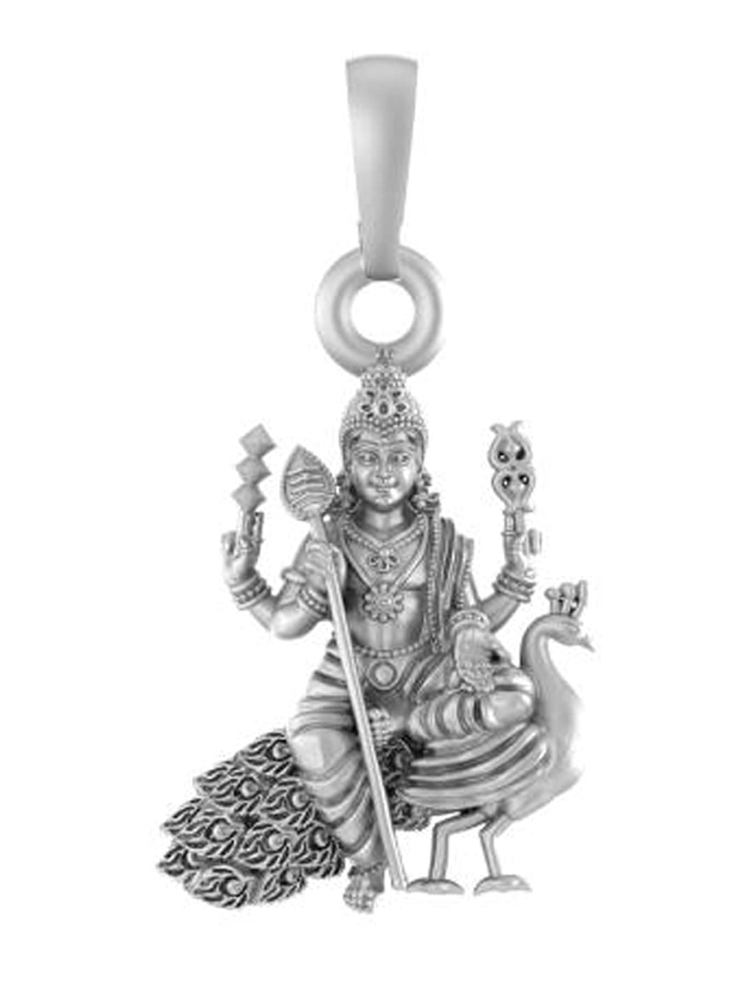 Akshat SapphireSterling Silver (92.5% purity) God Kartikeya/Murugan (Big Size) Pendant for Men & Women Pure Silver Lord Kartikeya (Big Size) Locket for Good Health & Wealth