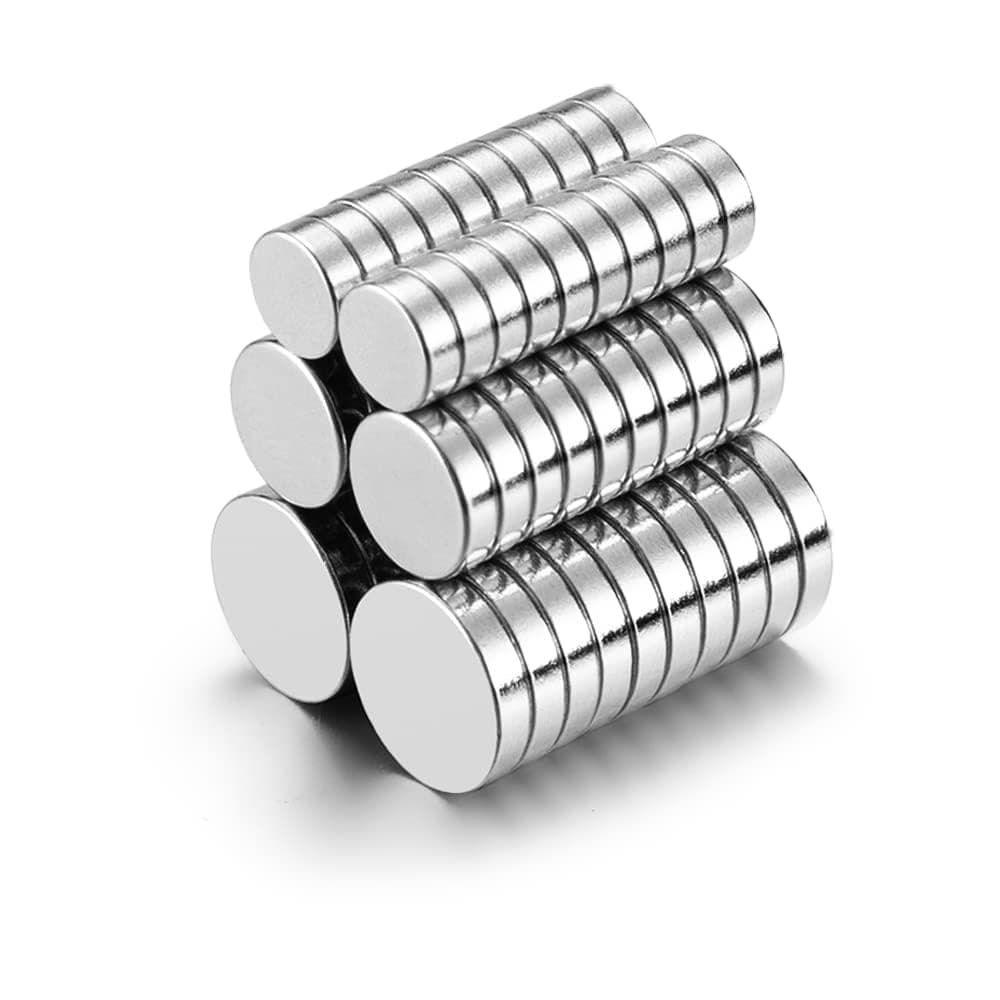 60PCS Magnets - 20PCS Each: 6×2mm / 8×2mm / 10×2mm (Actual Size) - Tiny Small Round Little Thin Magnets for 3D Printing, Miniatures, Crafts, Refrigerator Magnets