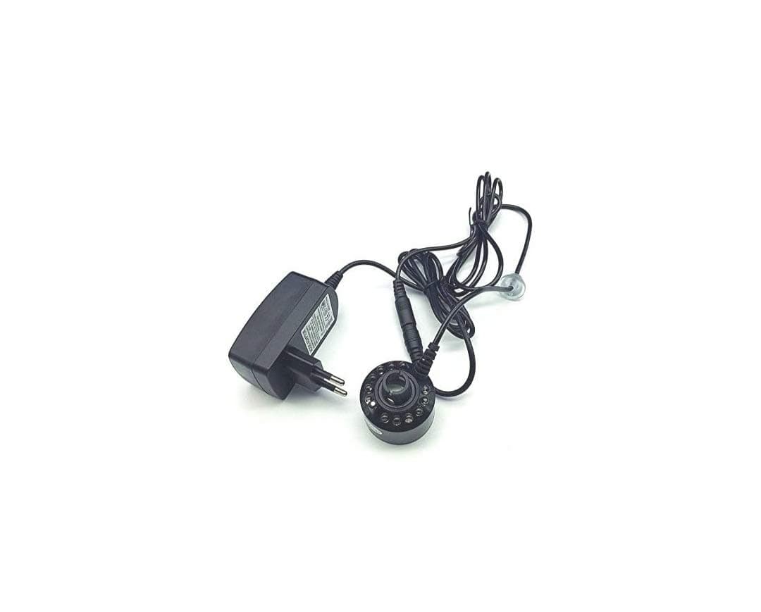 12 LED With Adapter Colour Changing Ultrasonic Mist Maker Fogger For Water Fountain & Incubator-Black