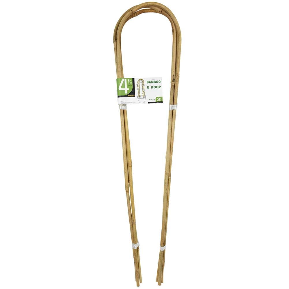 4 Feet Natural U-Hoops Bamboo, Mininfa Garden Trellis, Bamboo Trellis U-Shape for Plant Support - 3 Pack