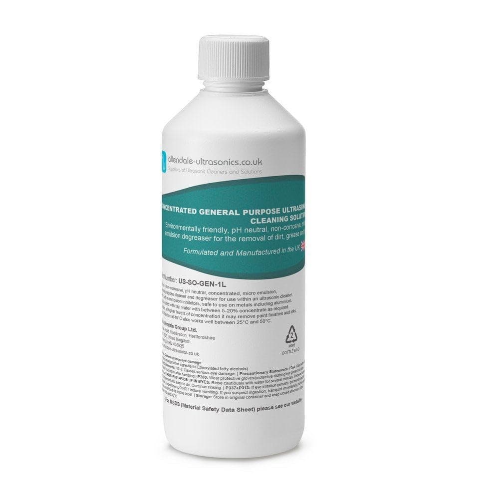 Allendale Ultrasonics Concentrated, General purpose Ultrasonic cleaner Solution 1 Litre - PH Neutral, Micro Emulsion Degreaser