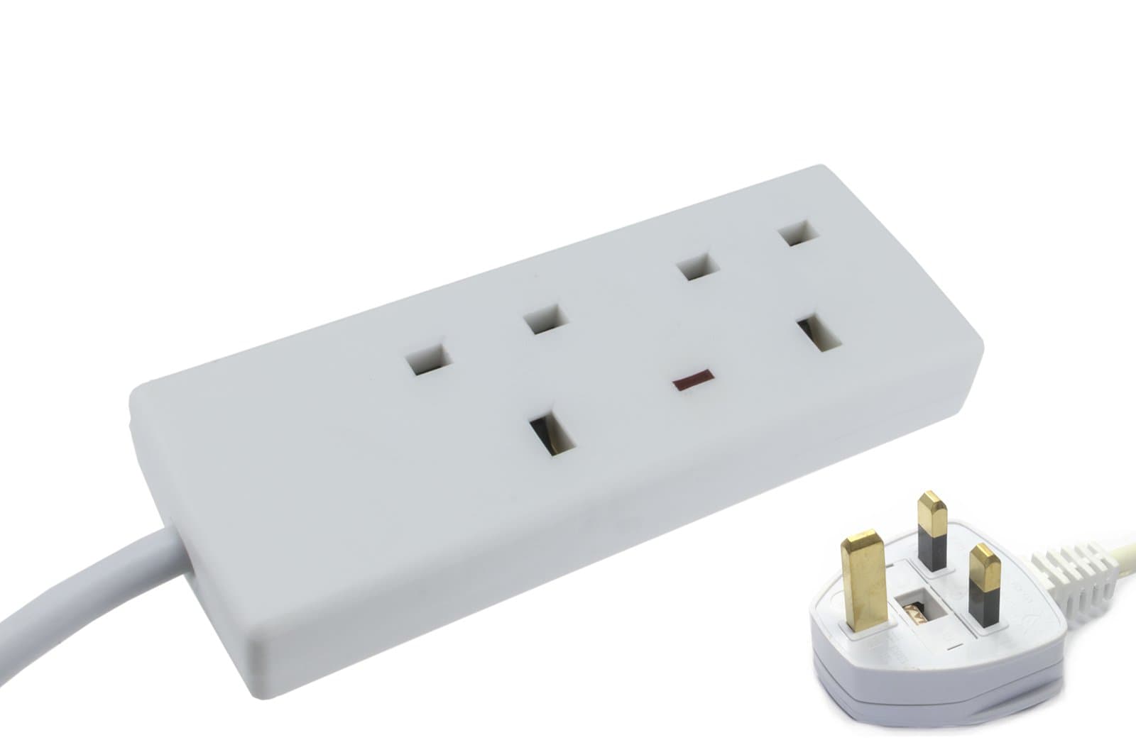 Wickes Master 2 Way Extension Lead in White Finish (13A Fuse, 4 Gang, 10 Metre Cable, UK Plug, British Standards: BS1363)