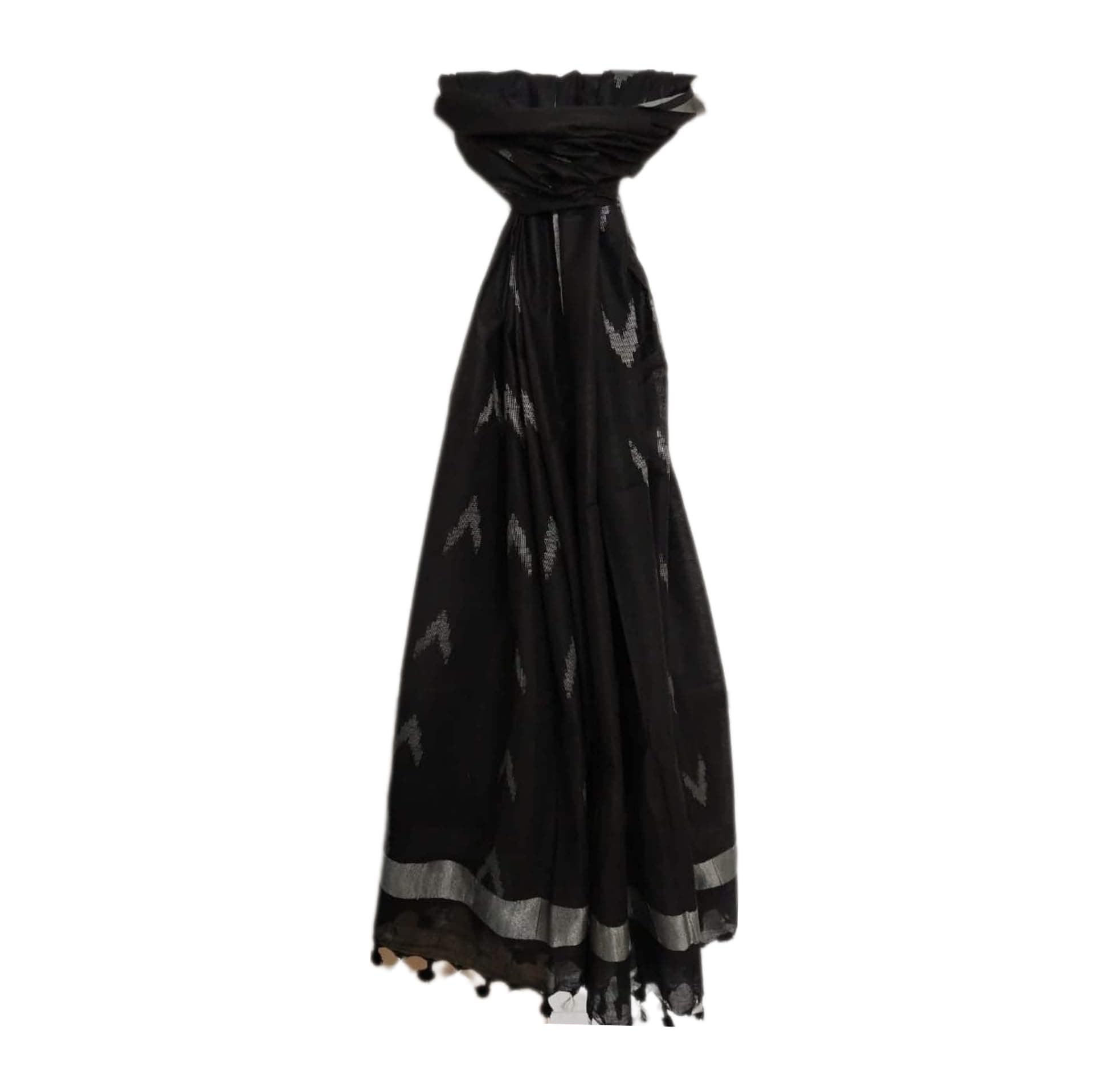 Women's Bhagalpuri Linen Cotton Blend Handloom Ikkat Dupatta with Zari Design, 2.25 Metres