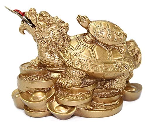 We pay your sales tax Feng Shui Gold Dragon Turtle Wealth Protection Statue Figurine Housewarming Congratulatory Paperweights Gift Home Decor
