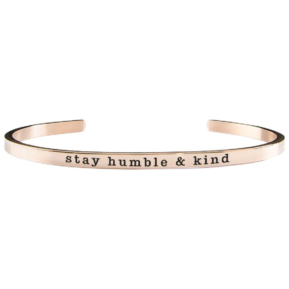 Stay Humble and Kind 6 Inch Rose Gold Tone Metal Adjustable Inspirational Cuff Bracelet