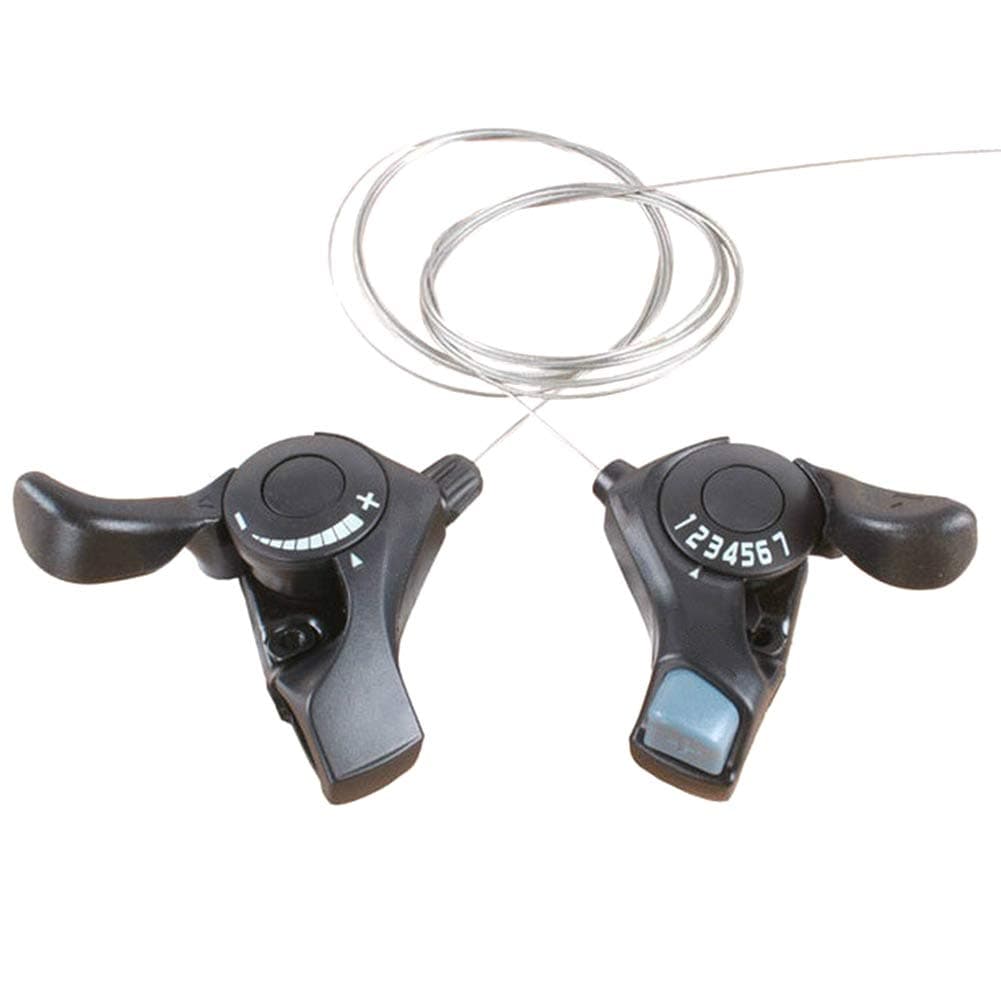1 Pair 21 Speed Mountain Bike Split Dial Trigger Shifter - Thumb Gear Shifter Levers with Inner Cables 3x7 Speed for Shimano Tourney SL-TX30 MTB (as shown)