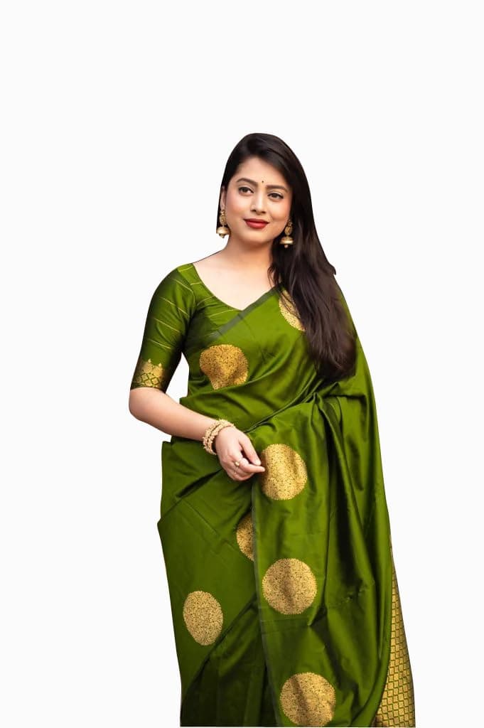 Women's Kanjivaram Soft Pure Silk Banarasi Sarees With Blouse Piece