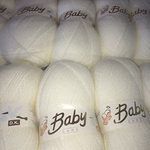 Baby Care 5 x 100g Woolcraft Yarn, Wool, DK Double Knit (White)